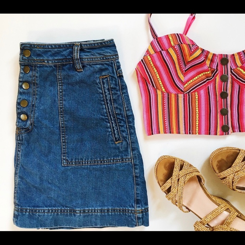 Free People High Rise Jean Skirt